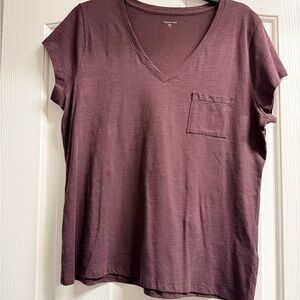 Garnet Hill Short Sleeve V-Neck Tee - chocolate